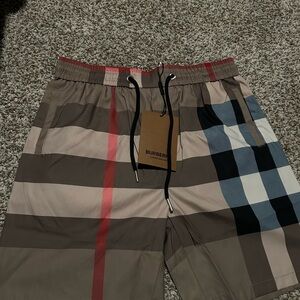 Burberry Plaid Shorts in Brown and Red